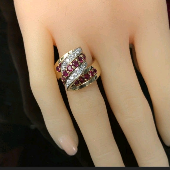 14K Ruby & Diamond Ribbon Ring - Picture 5 of 6